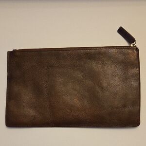 Graphic Image Dark Brown Leather Toiletry Bag